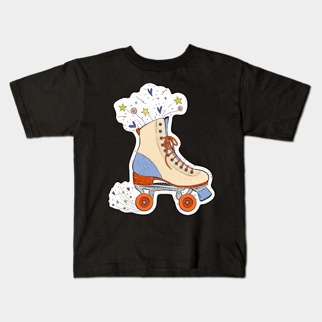 Retro Rollerskate Kids T-Shirt by ChloesNook